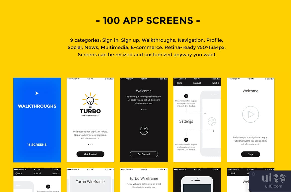 Turbo iOS 线框套件(Turbo iOS Wireframe Kit)插图2