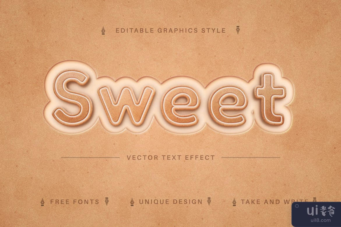 饼干 - 编辑文字效果，可编辑字体样式(Biscuit - edit text effect, editable font style)插图2