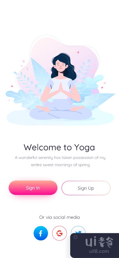 瑜伽应用概念-登录(Yoga App Concept - Log In)插图1
