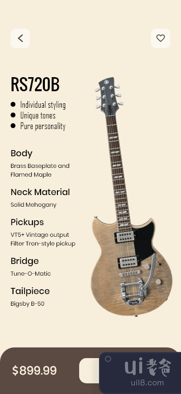 雅马哈吉他应用程序概念 ui(Yamaha guitar app concept ui)插图1