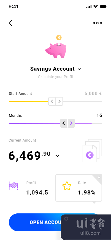 储蓄账户 iOS 应用程序设计(Savings Account iOS App Design)插图