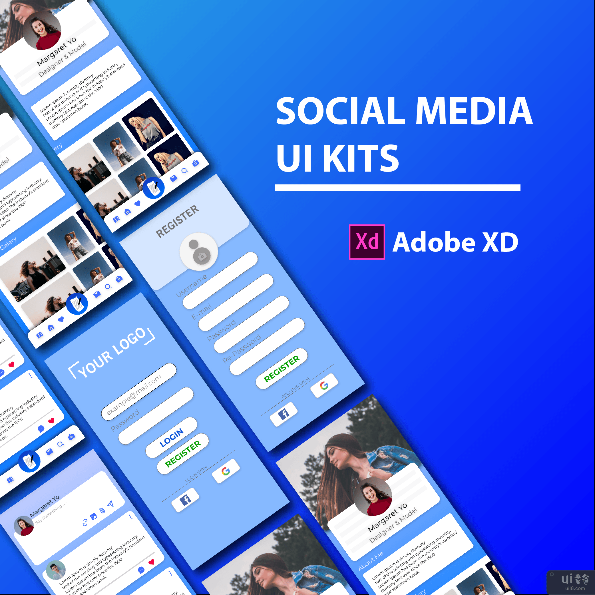 适用于 Adobe XD 的社交媒体 UI 工具包(Social Media UI Kits For Adobe XD)插图3