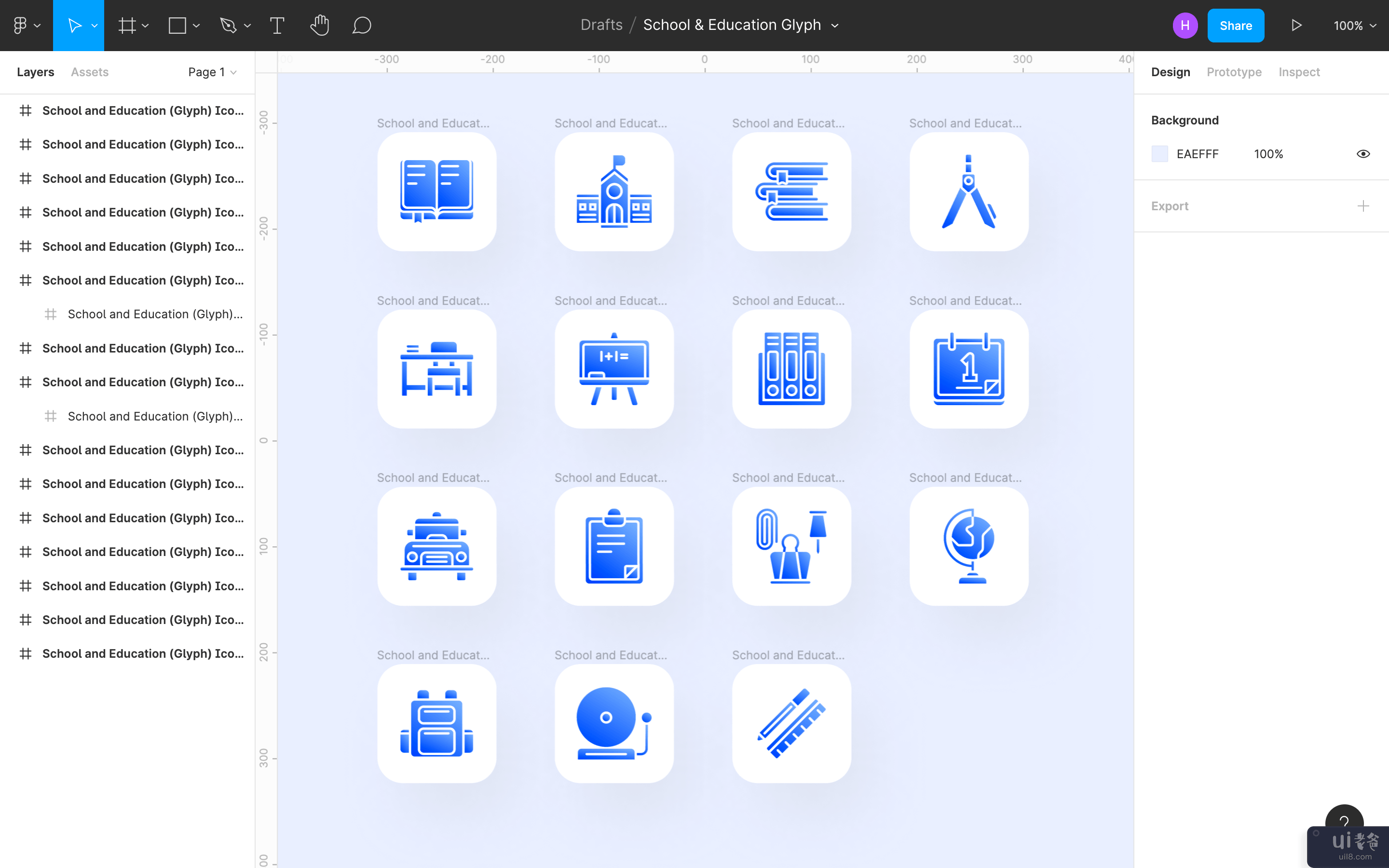 学校和教育 （字形） 图标集(School and Education (Glyph) Icon Set)插图
