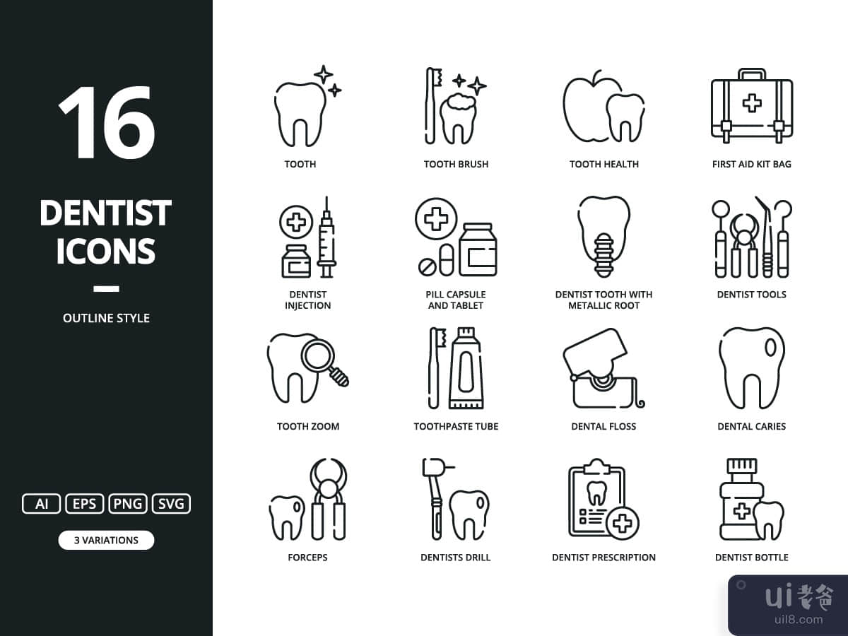 牙医图标(Dentist Icons)插图