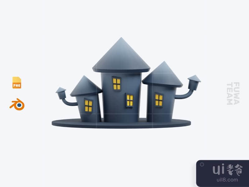 Haunted House - 3D Halloween Icon Pack (front)