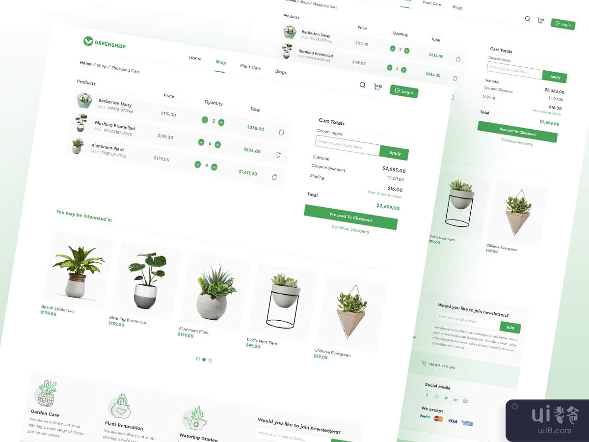 在线植物商店网站和应用程序设计理念(Online Plants Shop Website and App Design Concept)插图3