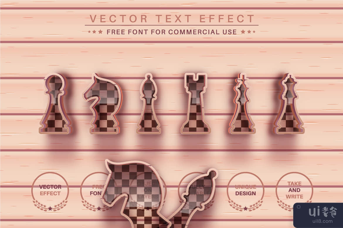 下棋 - 可编辑的文字效果，字体样式(Play Chess - Editable Text Effect, Font Style)插图3
