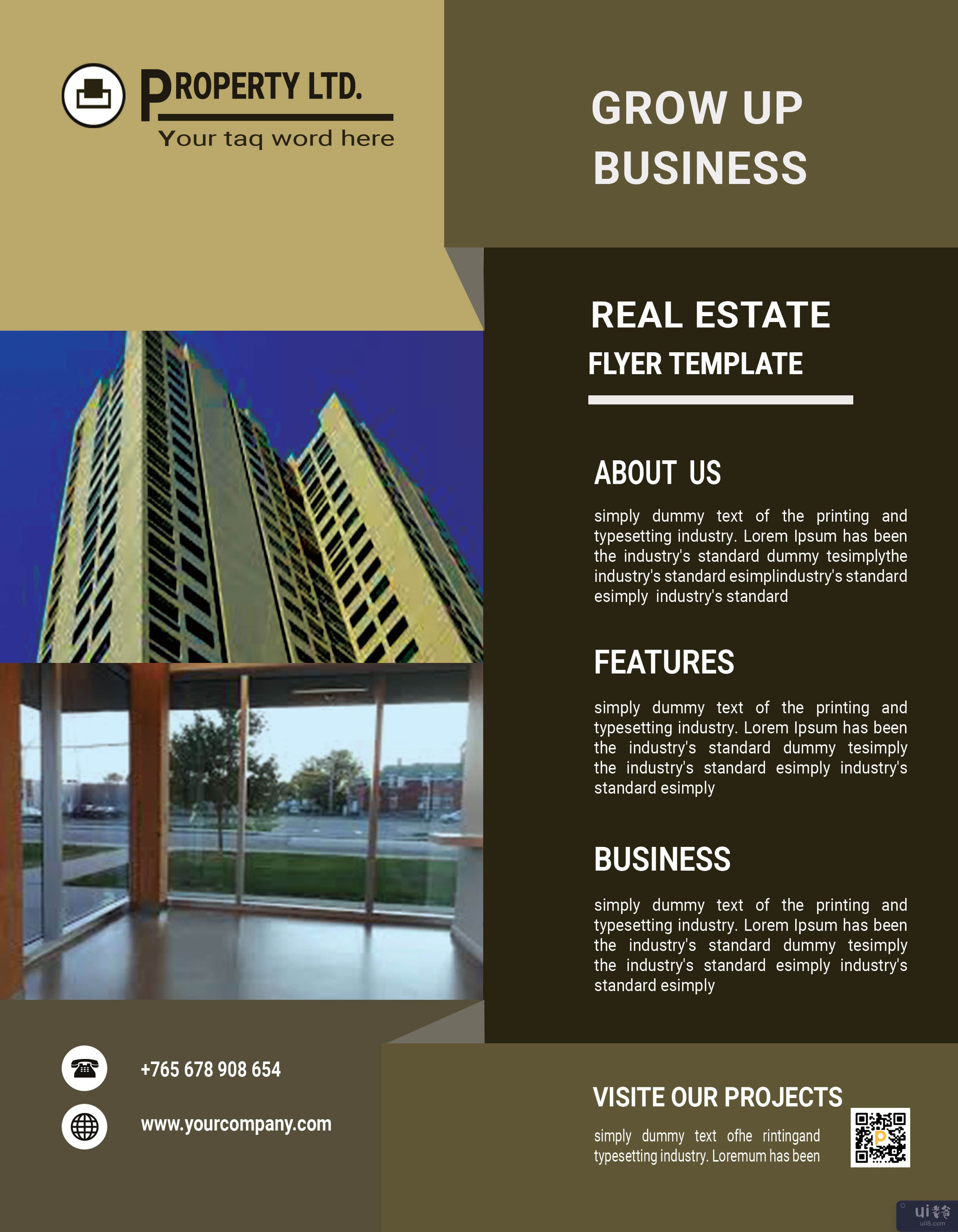 优雅的企业房地产传单模板(Elegant Corporate Real Estate Flyer Template)插图1