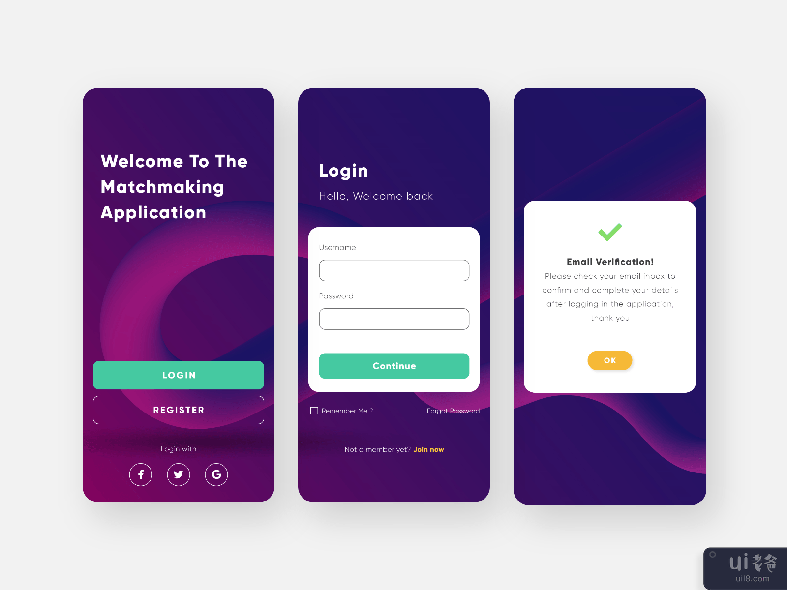 Login Matchmaking Design App