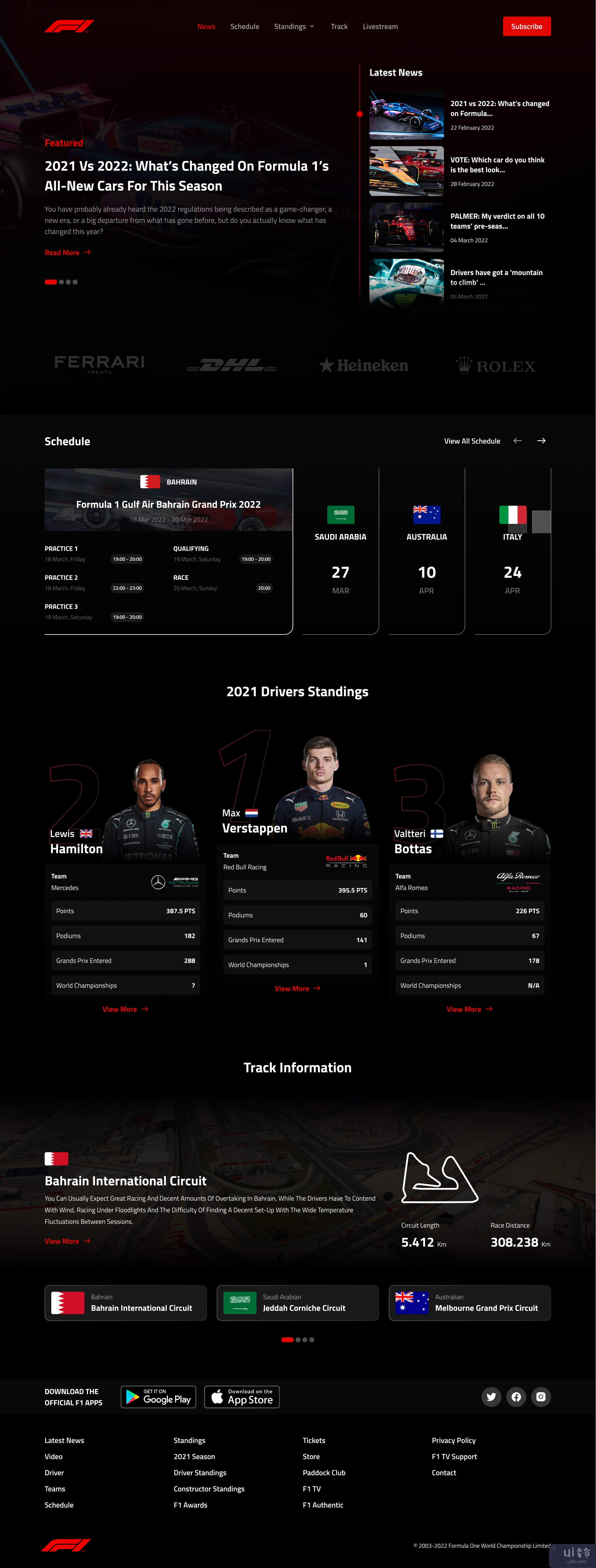 F1 一级方程式登陆页面网站(F1 Formula One Landing Page Website)插图