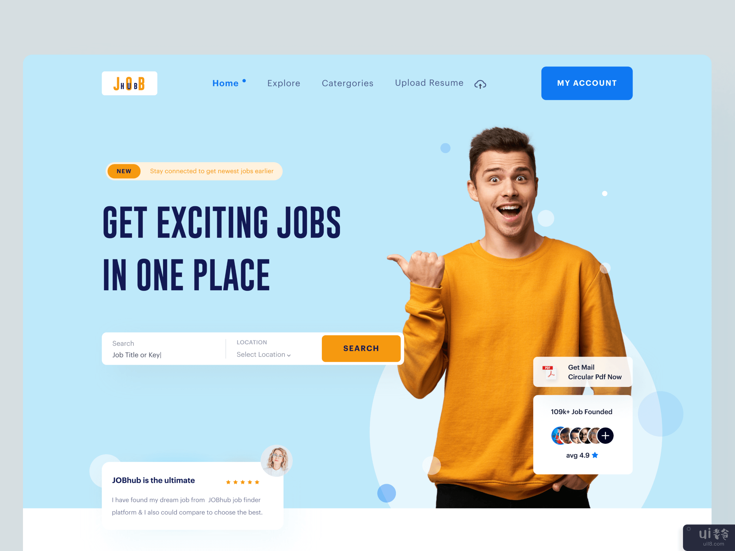 JOBHUB - 在线招聘网站白色版(JOBHUB - Online Job Website White Version)插图