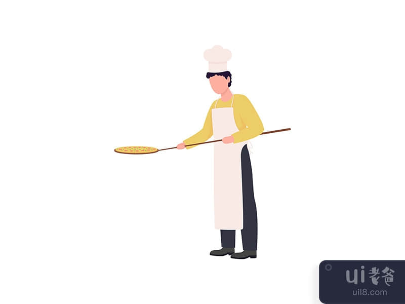 Pizza maker flat color vector faceless character