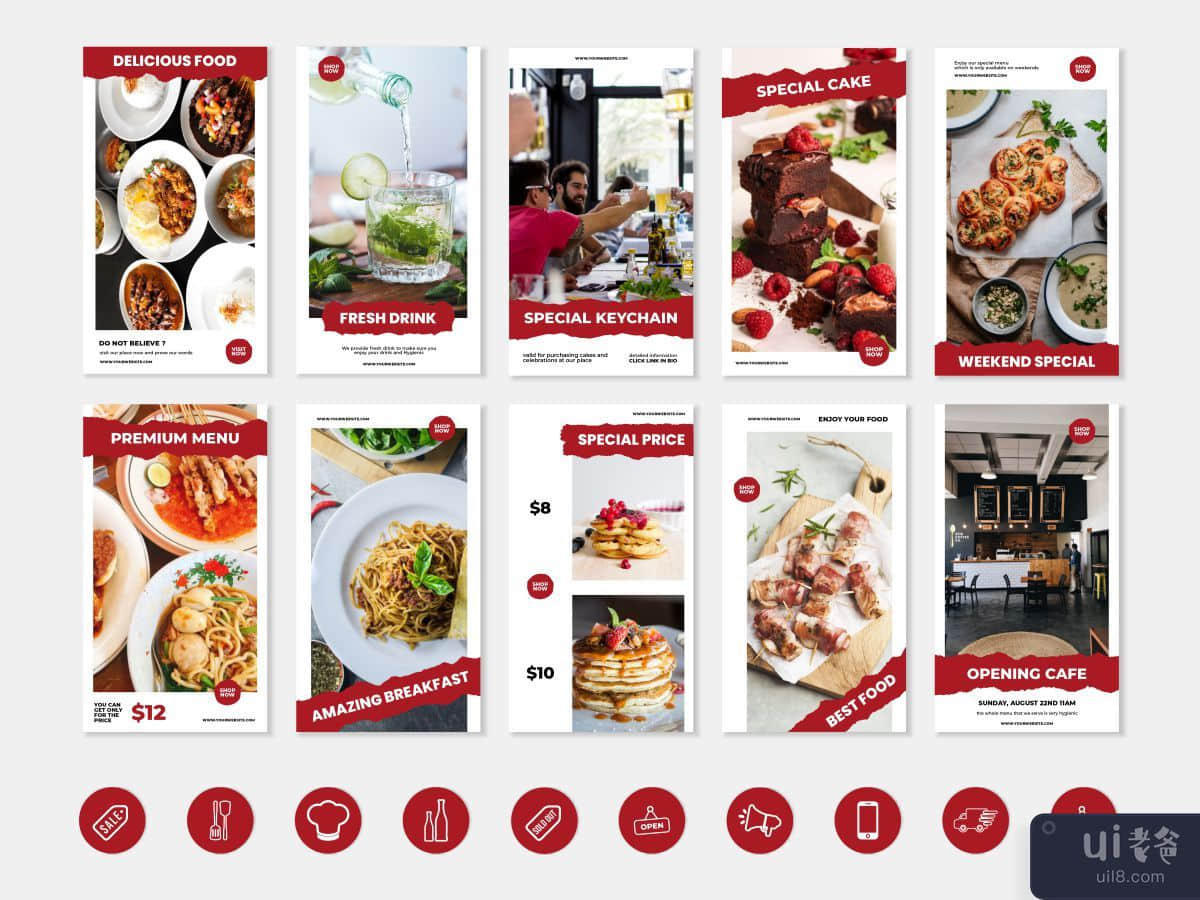 社交媒体营销模板 - 食品和饮料社交媒体模板(Social Media Marketing Templates - Food & Beverage Social Media Template)插图1