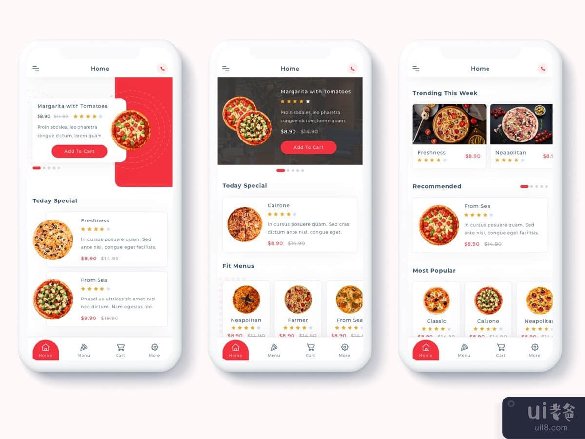 Denrit - 披萨外卖应用 UI 套件(Denrit - Pizza Delivery App UI Kit)插图1