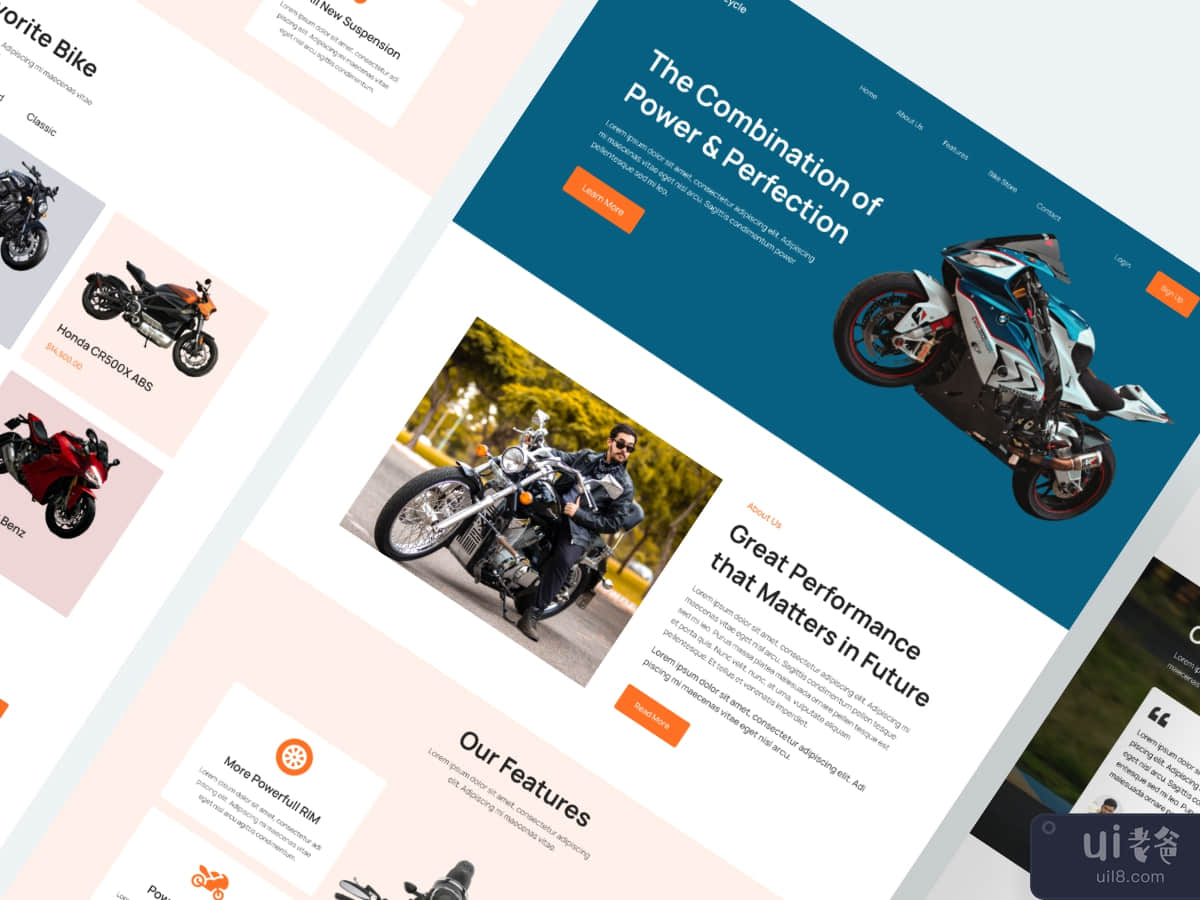 Motorcycle Landing Page Design