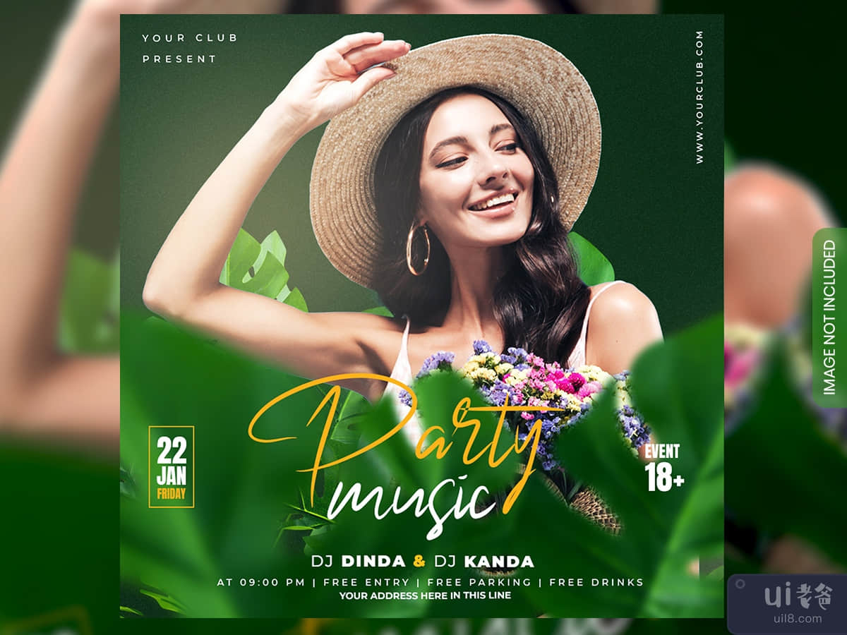 Party Music Event flyer or social media post and web banner