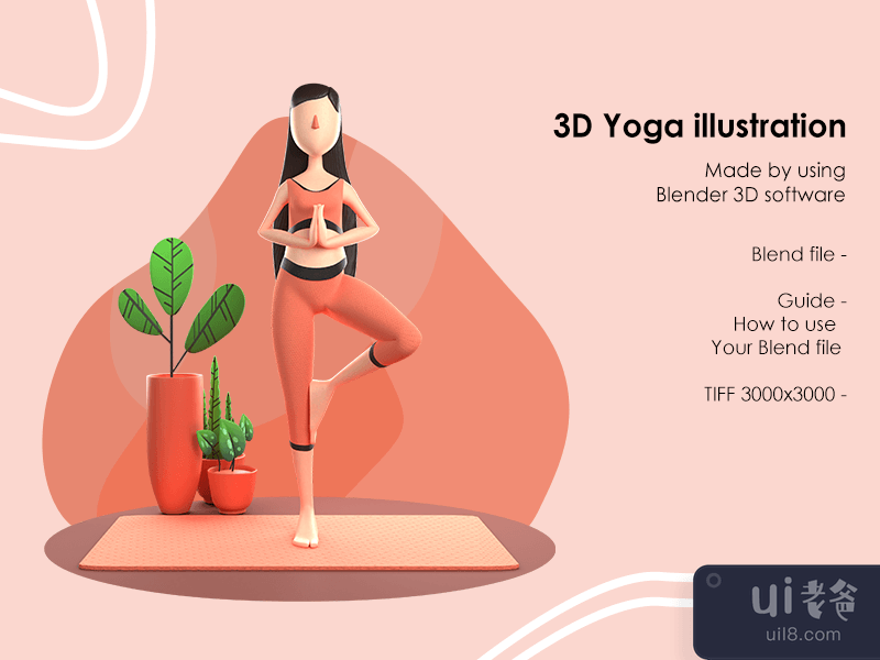 3D Yoga Illustration
