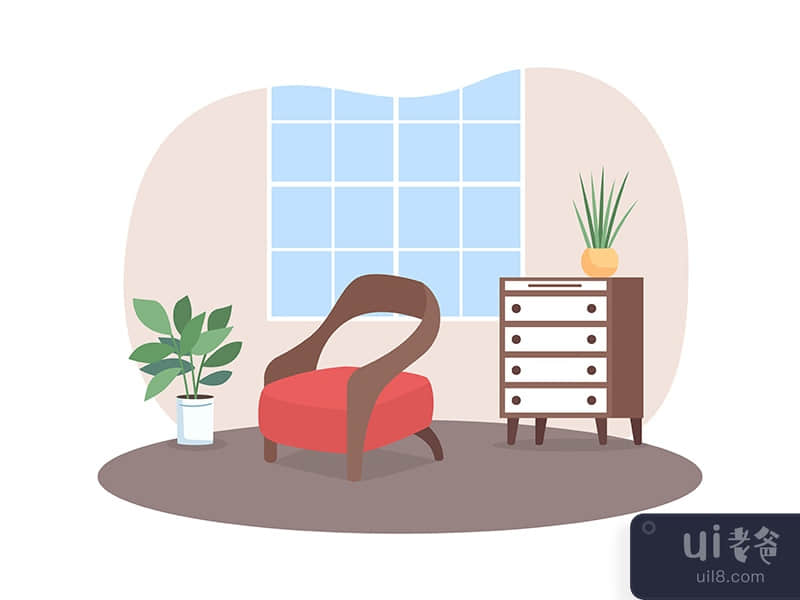 Living room 2D vector web banner, poster