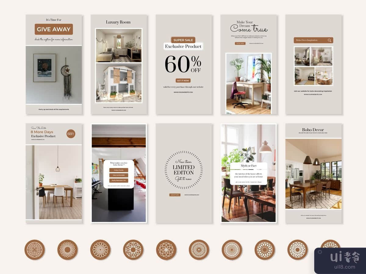 Instagram 启动模板 - Boho Decor 社交媒体模板(Instagram Launching Template - Boho Decor Social Media Template)插图1