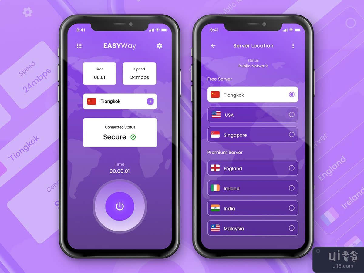 VPN App Screen Concept