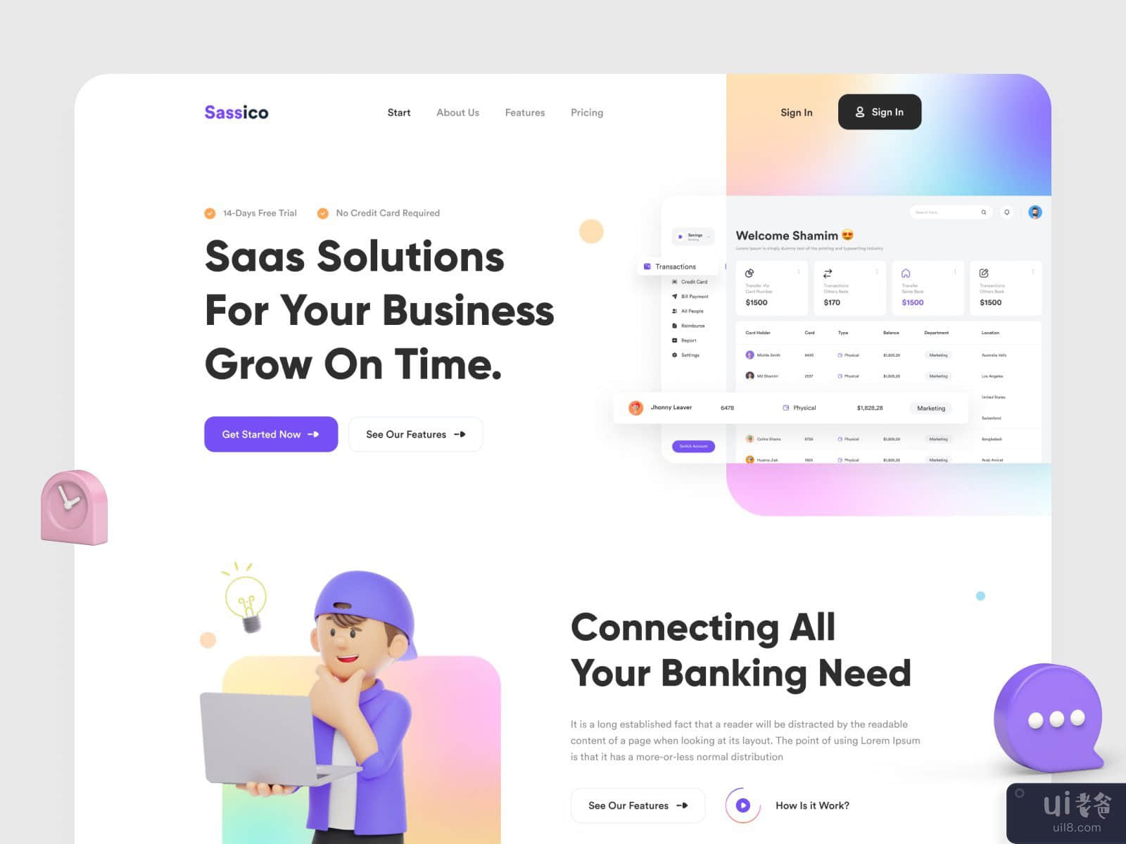 Sass App Landing Page UI Design