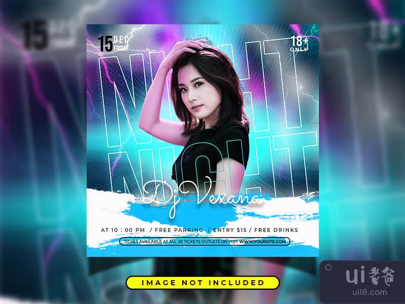 Club dj party flyer social media post and web banner template 
