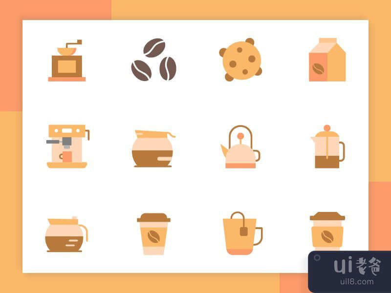 Flat Coffee Icon Pack 2