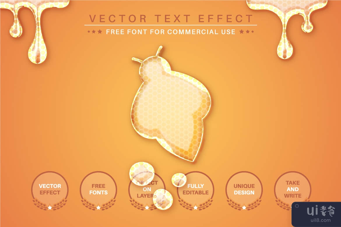 Honey - 可编辑的文字效果，字体样式(Honey -  Editable Text Effect, Font Style)插图