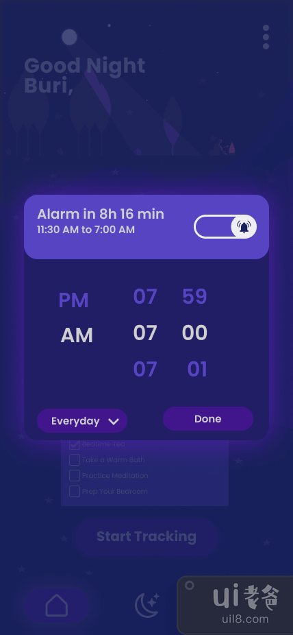 睡眠追踪器应用程序用户界面(Sleep Tracker App UI)插图1