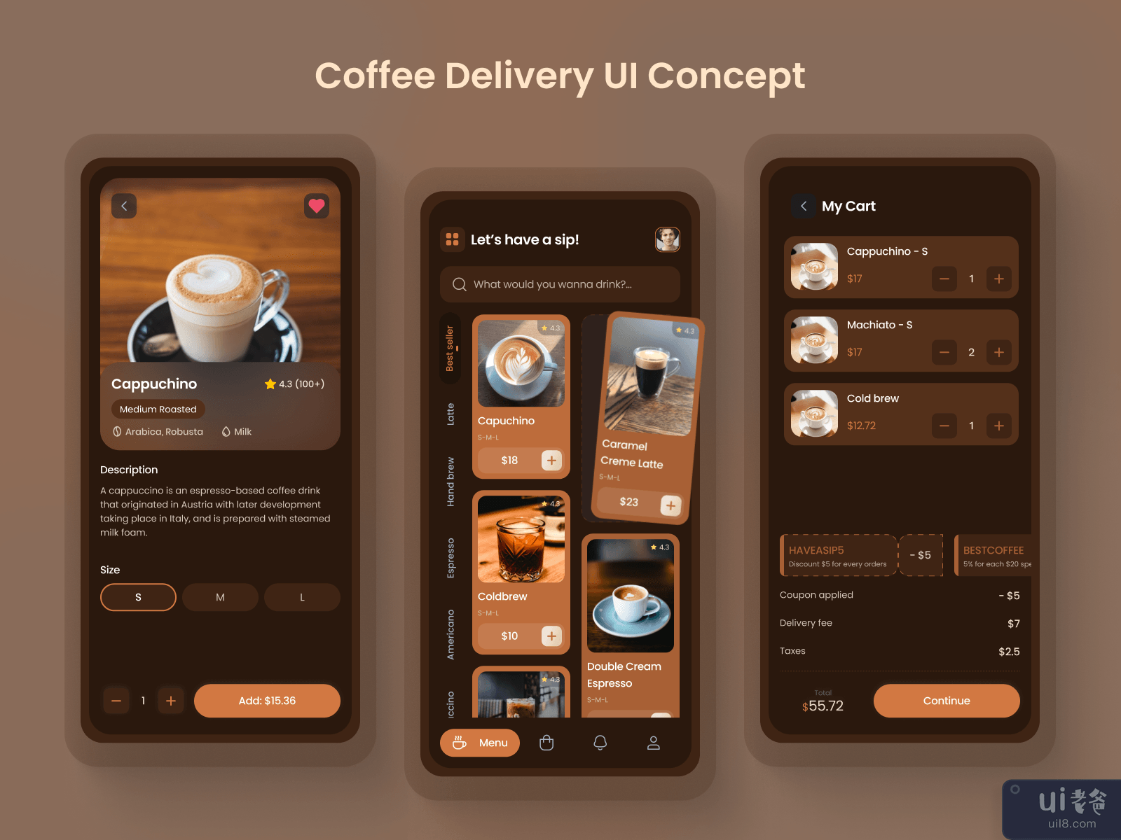 咖啡配送应用概念(Coffee Delivery App Concept)插图