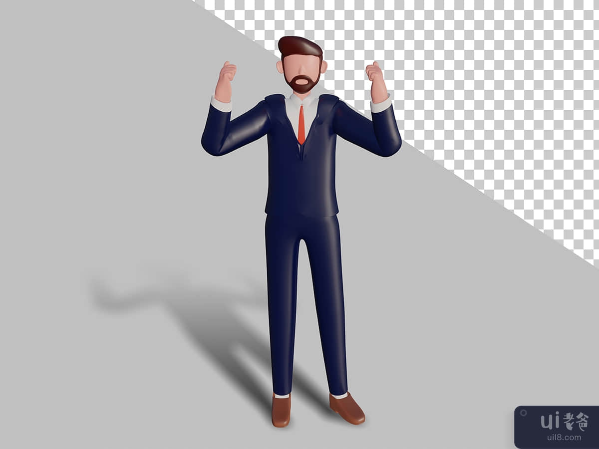 3d male character is cheering. Premium Psd