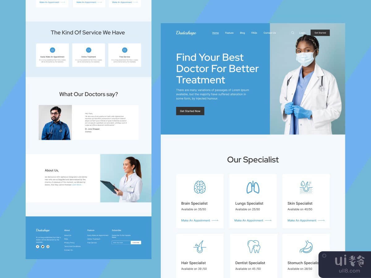 在线医生预约网页设计(Online Doctor Booking Web Design)插图