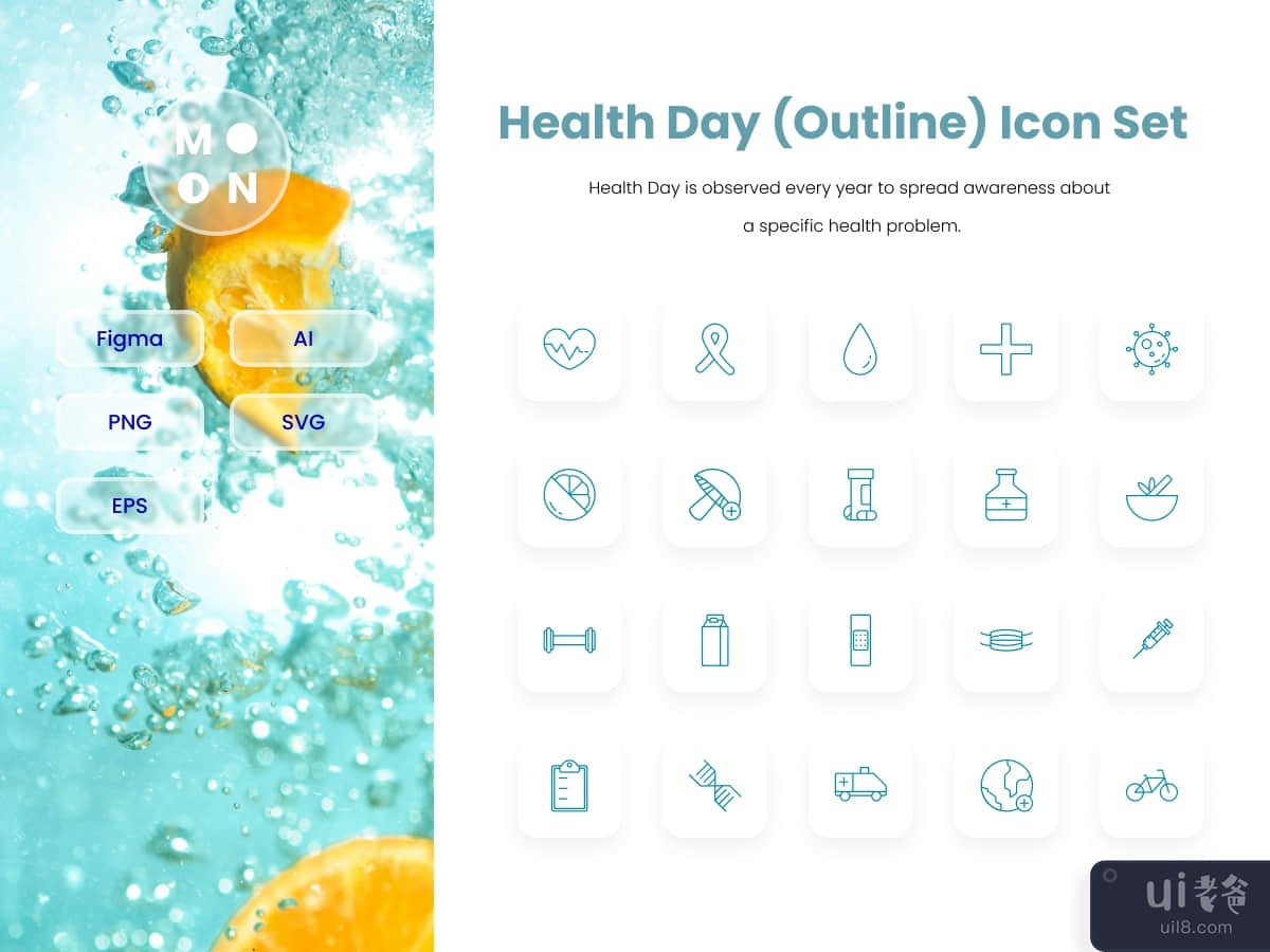 Health Day (Outline) Icon Set