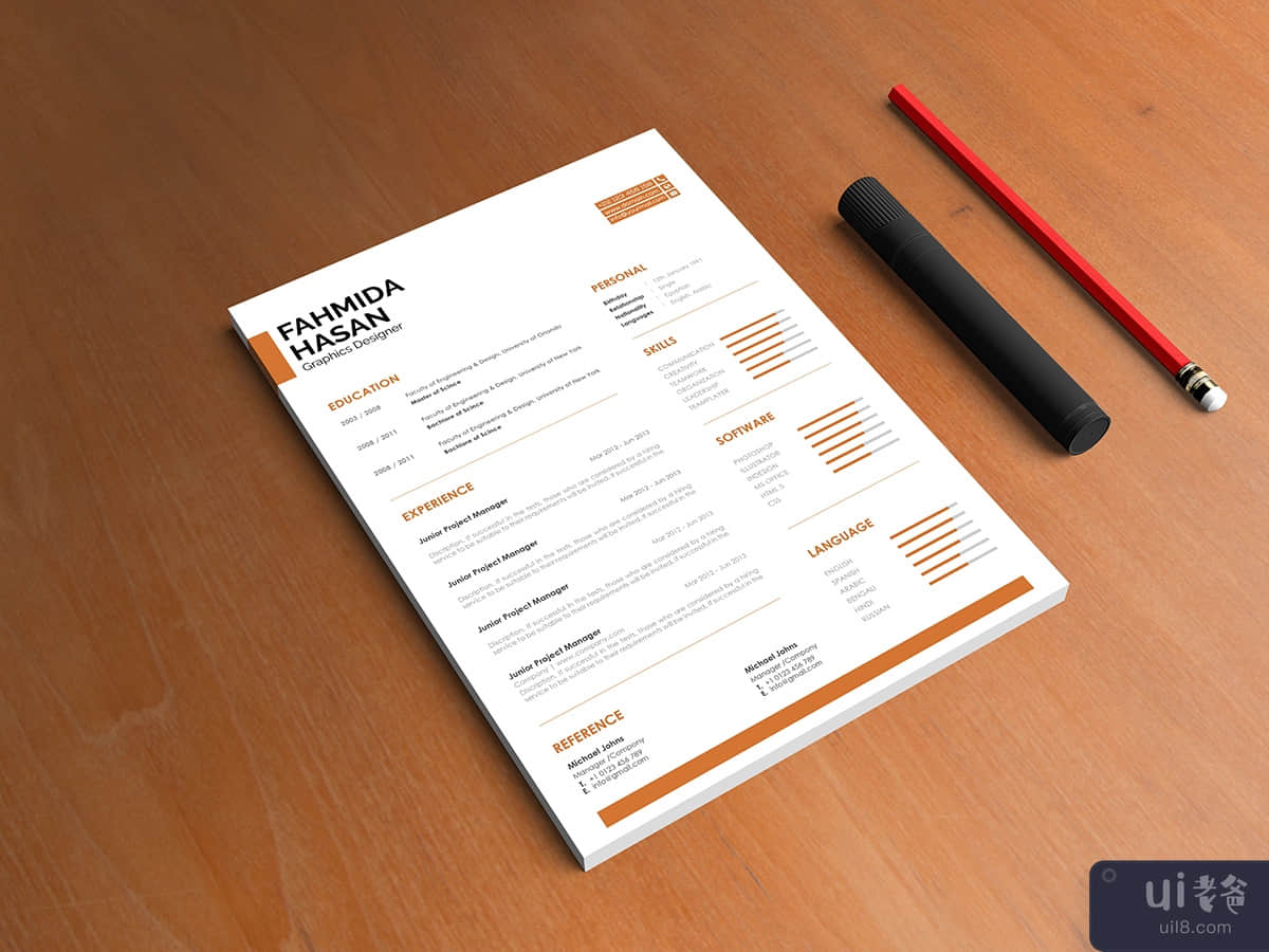PSD 简历和求职信模板(PSD Resume & Cover Letter Templates)插图