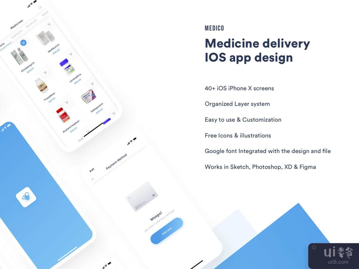 Medico 送药 IOS app ui 套件(Medico medicine delivery IOS app ui kit)插图4