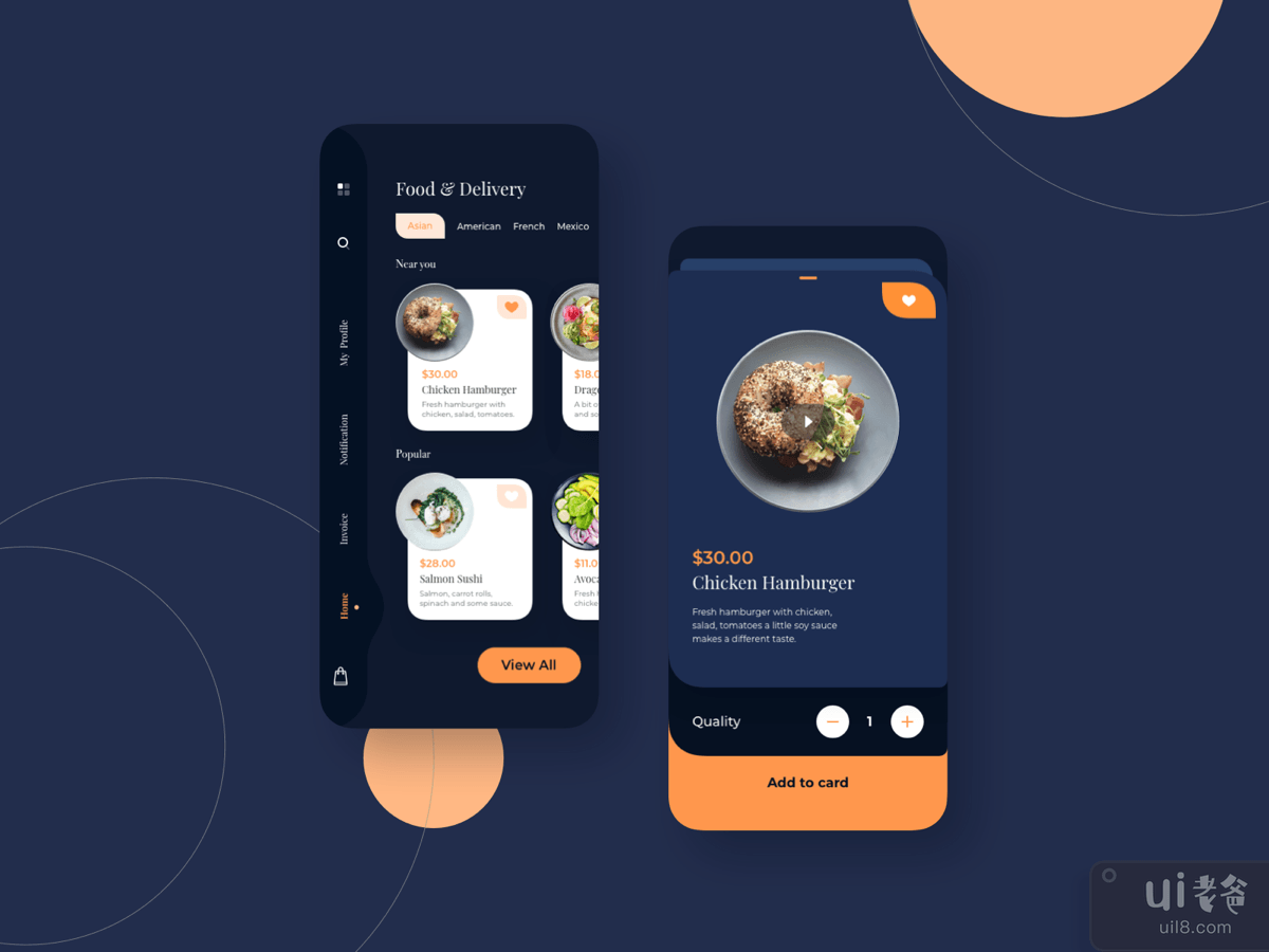 Food And Deliverry Darkmode Mobile UI Basic	