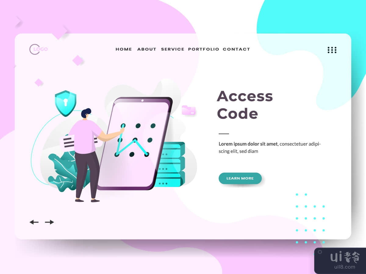 Landing page template of Access Code