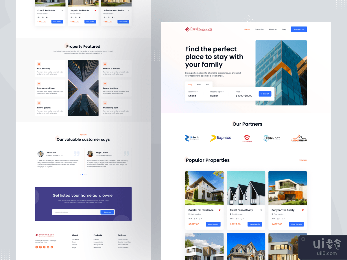 Real Estate Website UI Design