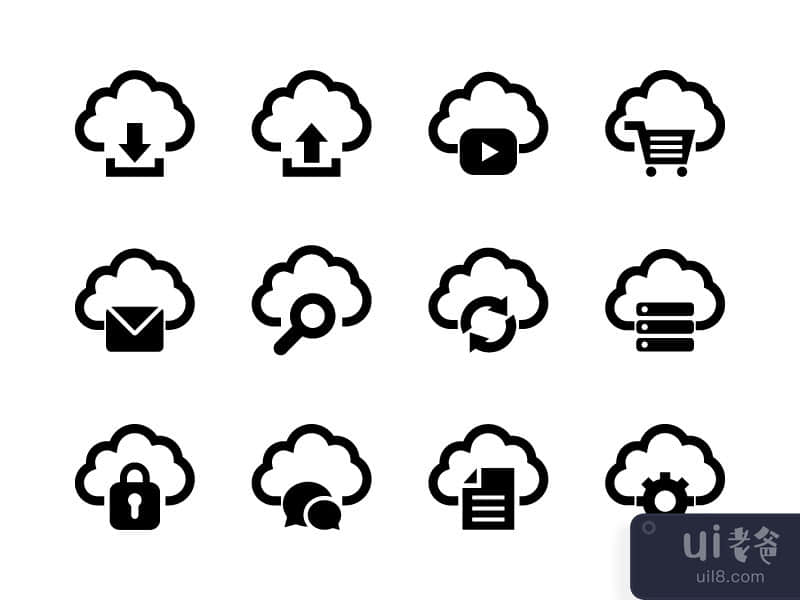 Cloud Computing Icon Set Glyph
