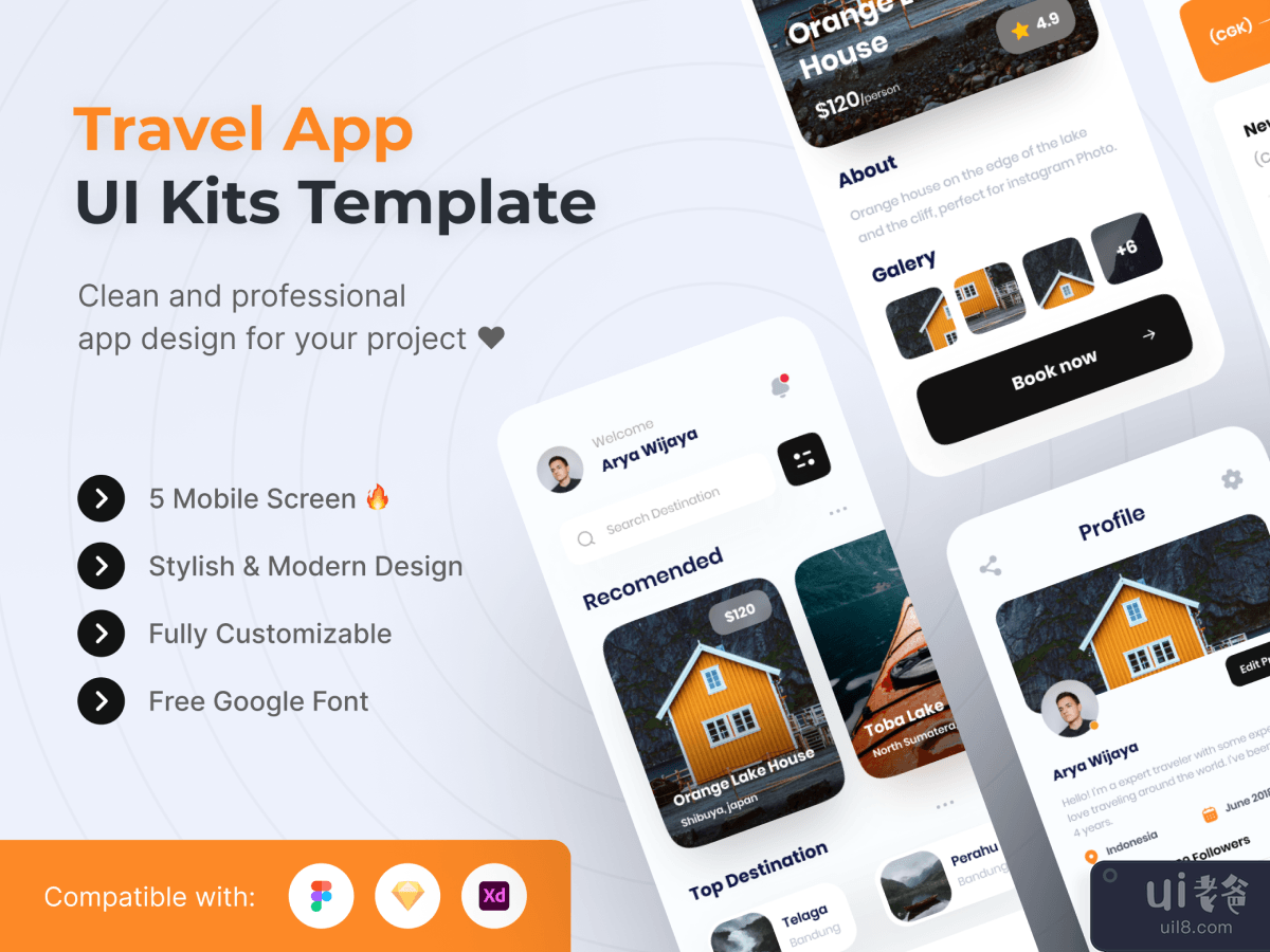 Travel Mobile App UI Kits Template