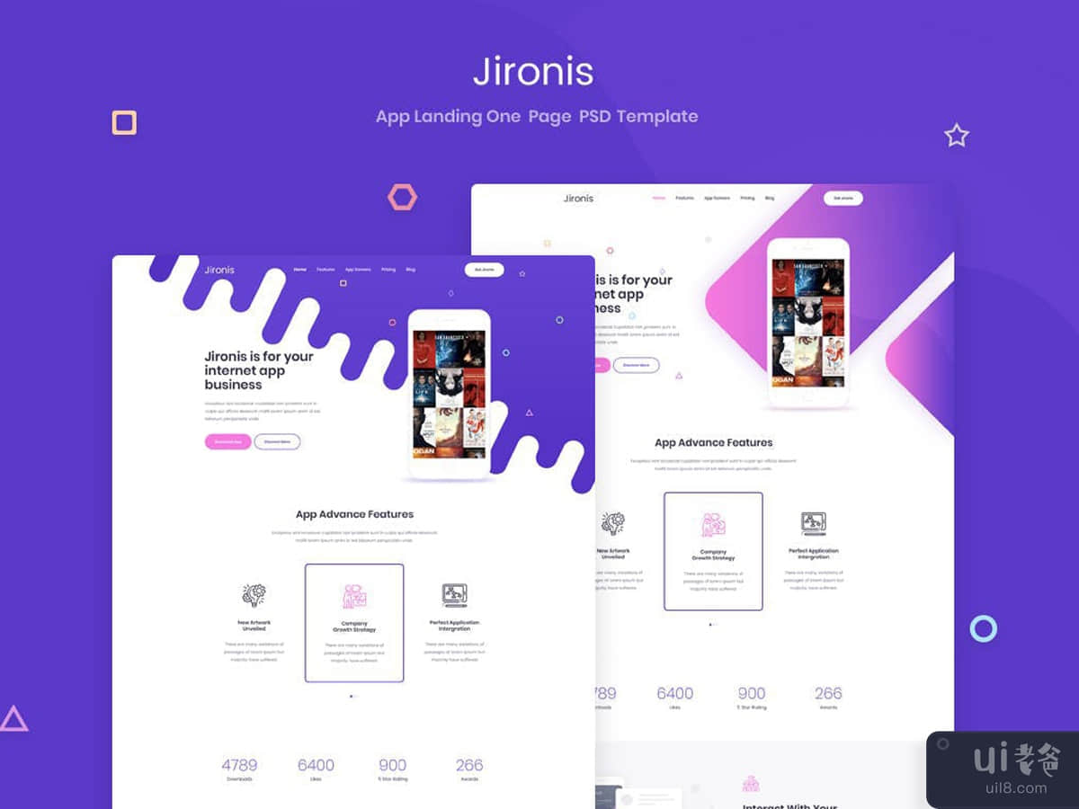 Jironis - App Landing One Page PSD Template