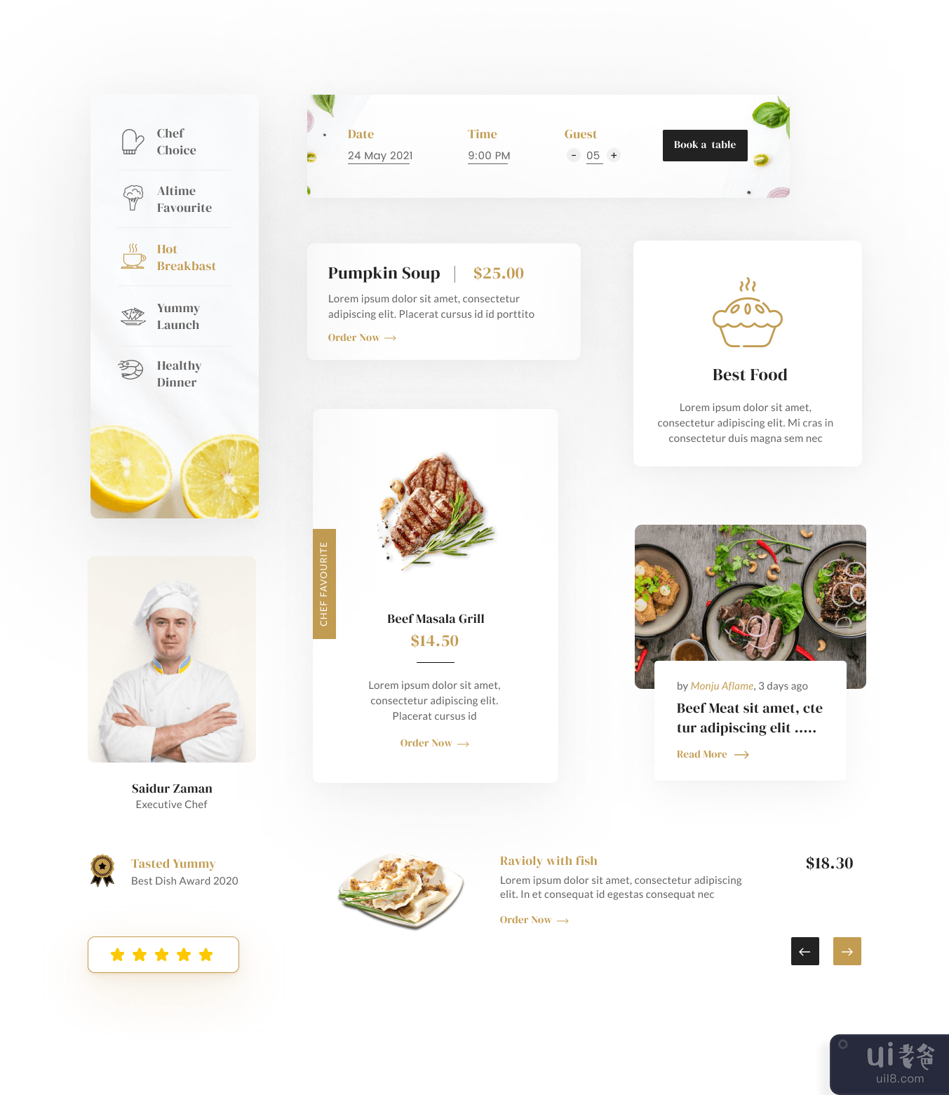暴躁的饭菜 |餐厅登陆页面设计(Testy Meals | Restaurant Landing Page Design)插图1