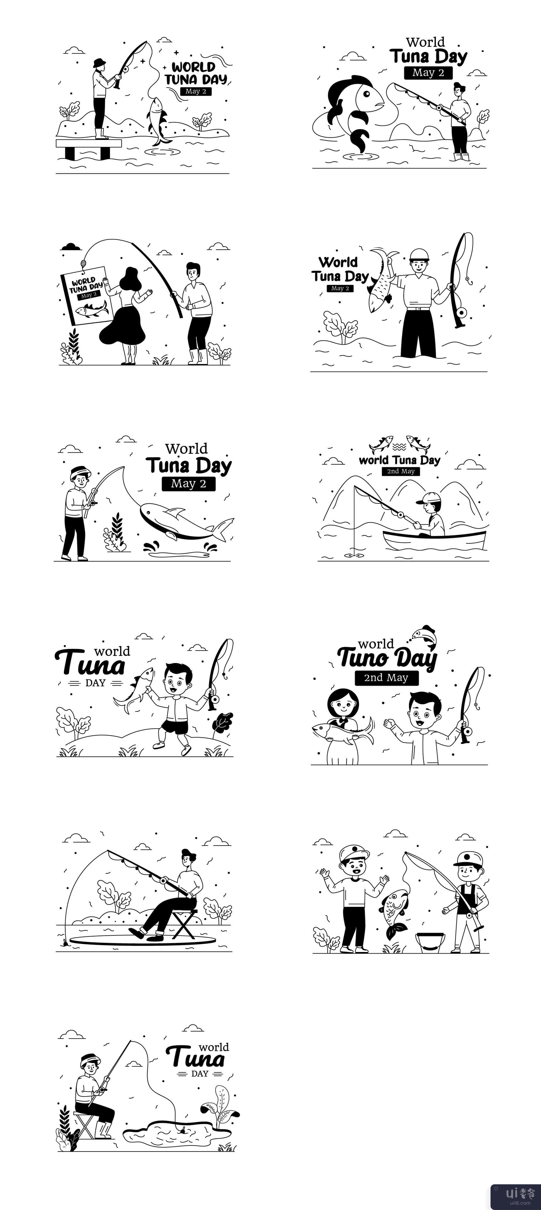 25 幅世界金枪鱼日插图(25 World Tuna Day illustrations)插图