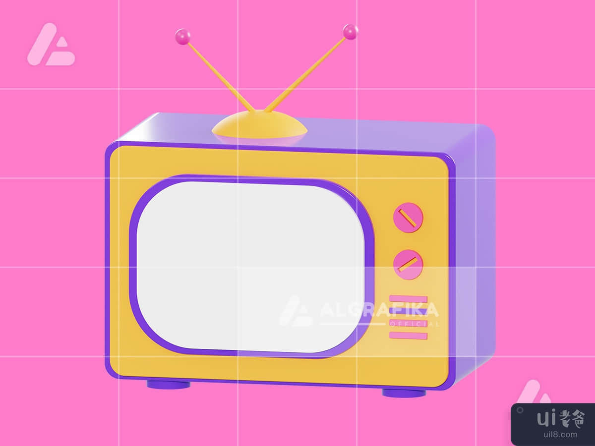3d illustration old television object