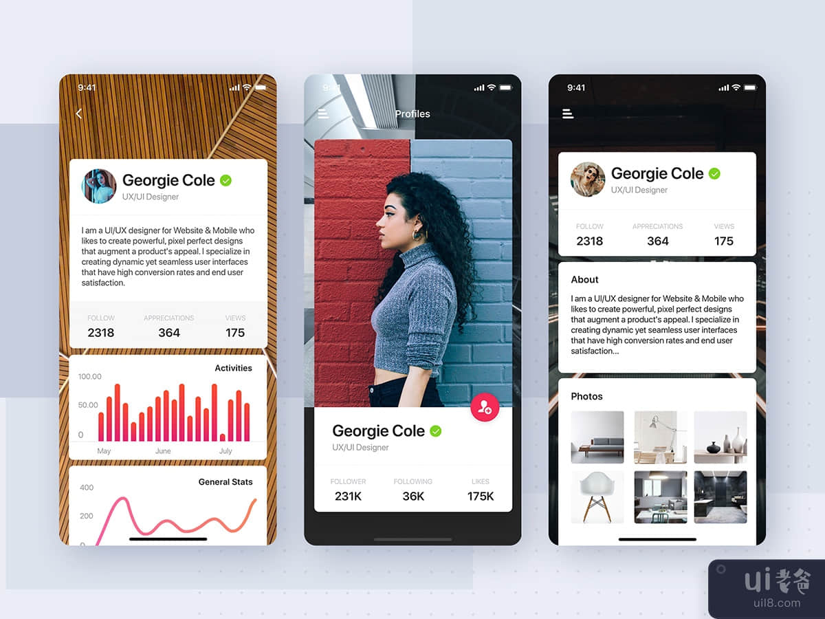 Profile UI mobile app concept
