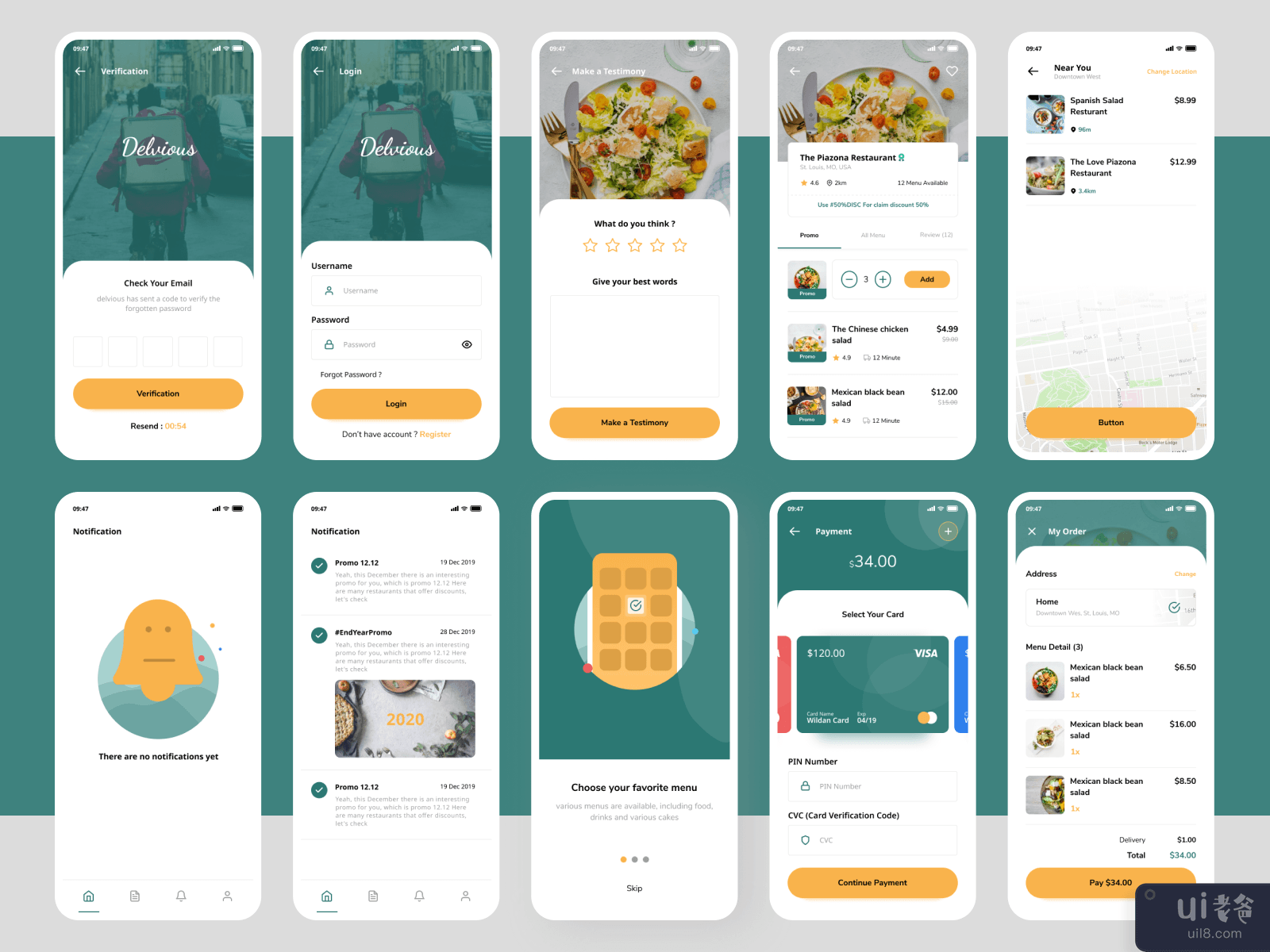 Delvious - 送餐应用 UI-Kit(Delvious - Food Delivery App UI-Kit)插图2