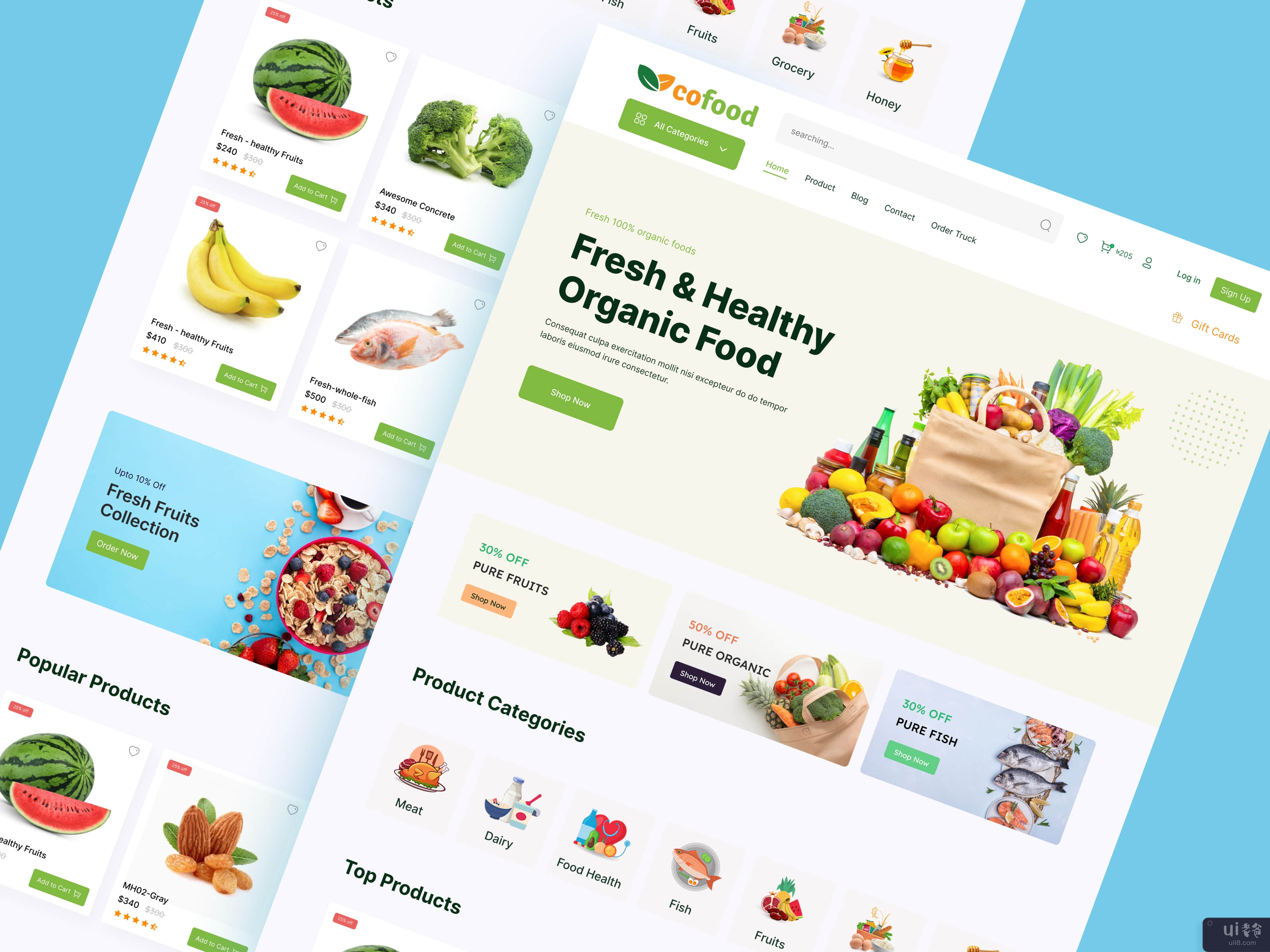 有机食品电子商务登陆页面(Organic Food Ecommerce Landing Page)插图
