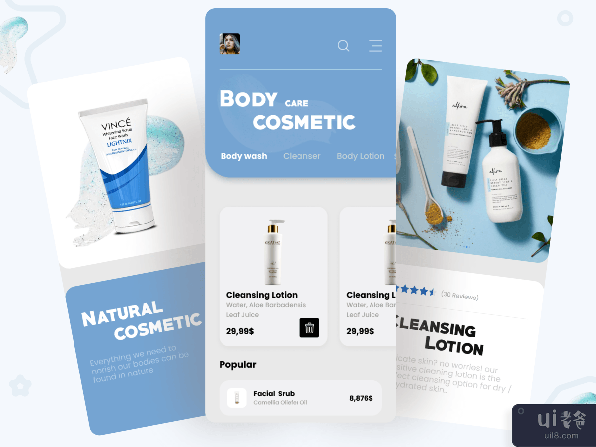 Natural cosmetic - App ui 