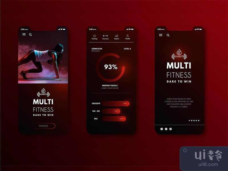 Glowing Red Mobile App Template