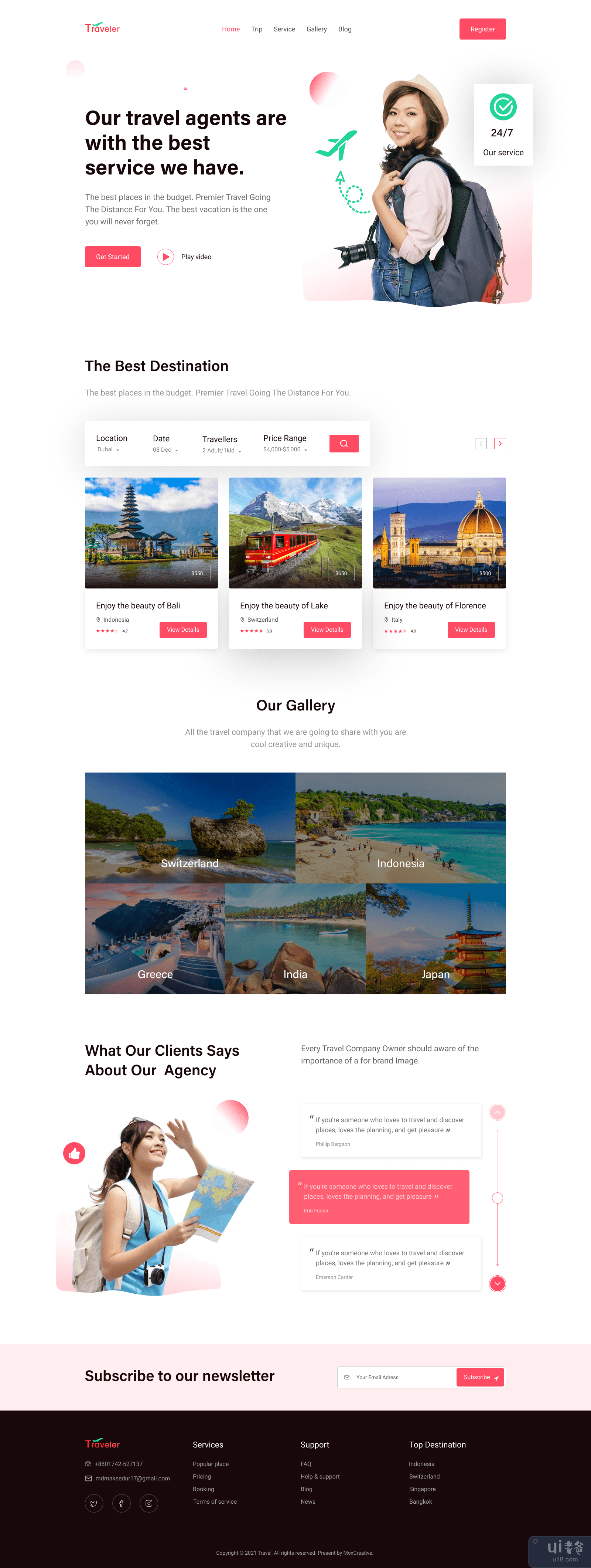 旅行社登陆页面。(Travel Agency Landing Page.)插图